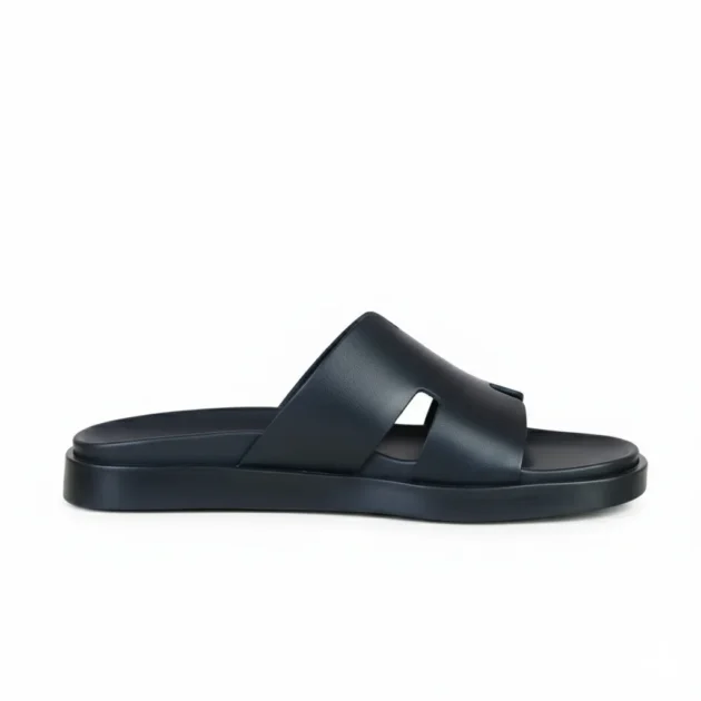 Sandal lw en cuir noir et marron