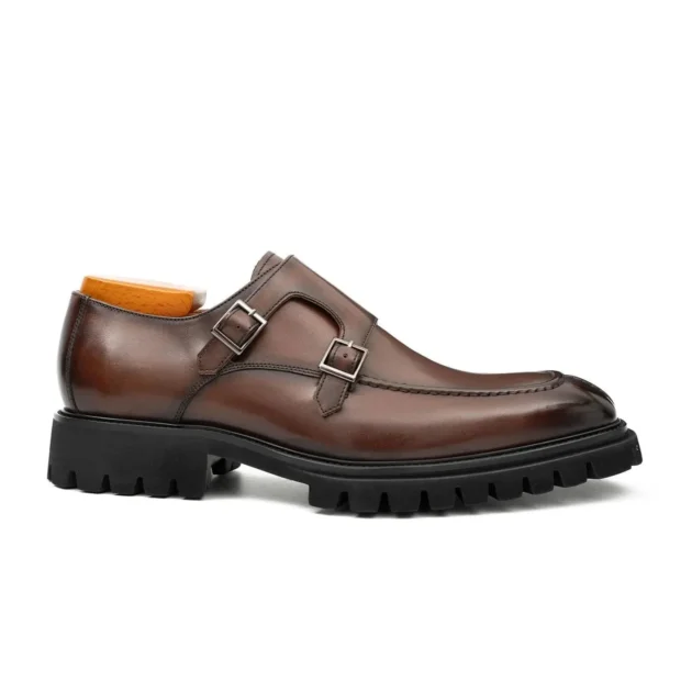 Chaussures Atlas Double Monk en Cuir Véritable